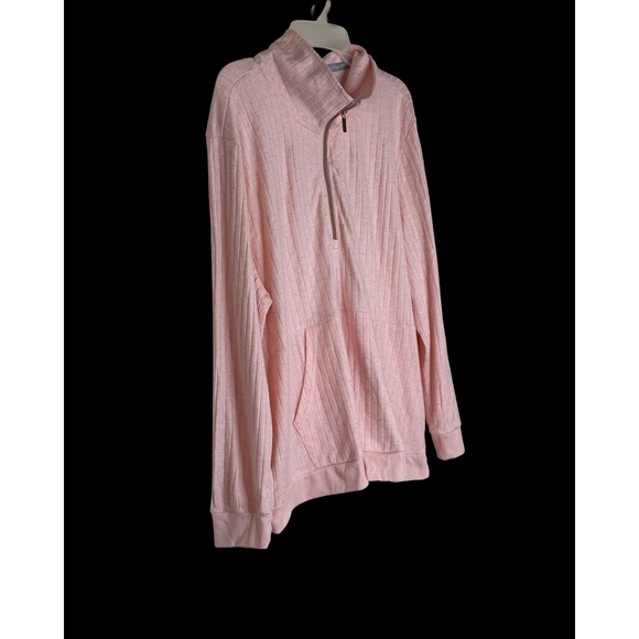 Muk Luks Women 1X Soft Peach Pointelle Knit Quarter Zip Pullover Shimmer Sweater - Picture 12 of 15